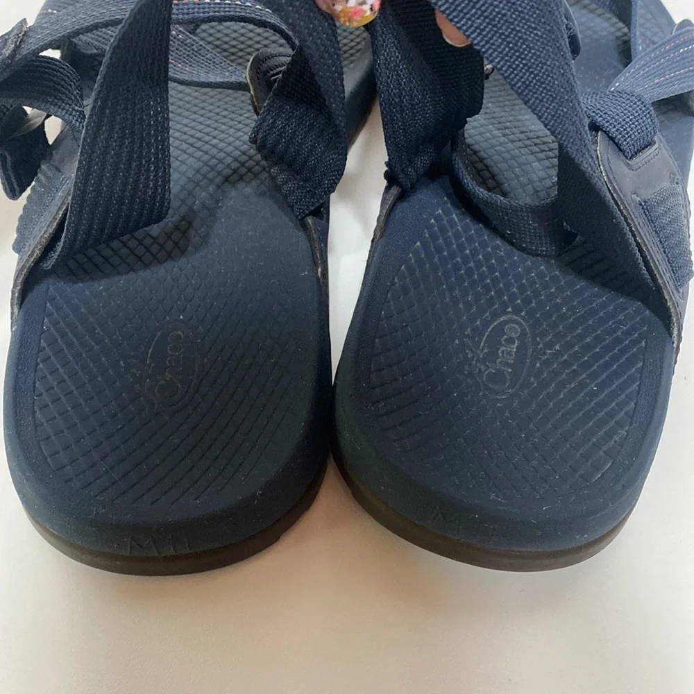Chaco Low Down Outdoor Hiking Sandals in Blue and Orange Stripes